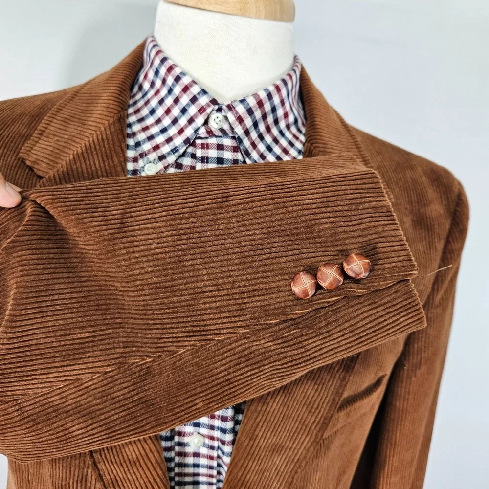 VTG‎ Woodmere Men's Sport Coat Blazer Two Button Brown Corduroy Cotton 44L